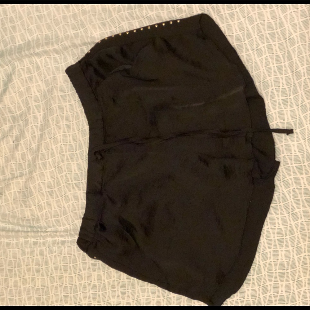 Black satin shorts